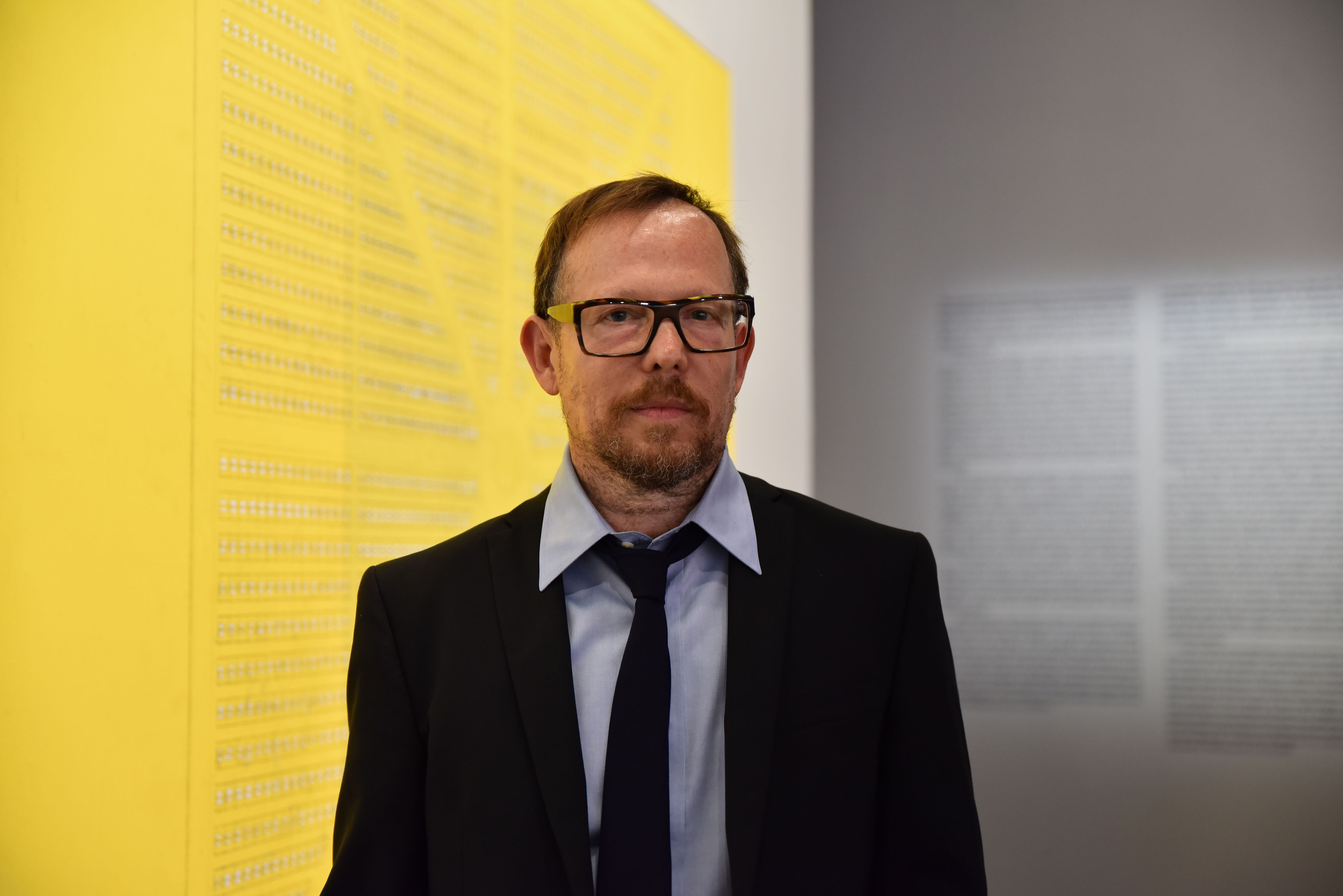 Guillermo Kuitca lors du vernissage de l'exposition Géométries Sud, du Mexique à la Terre de Feu, 2018