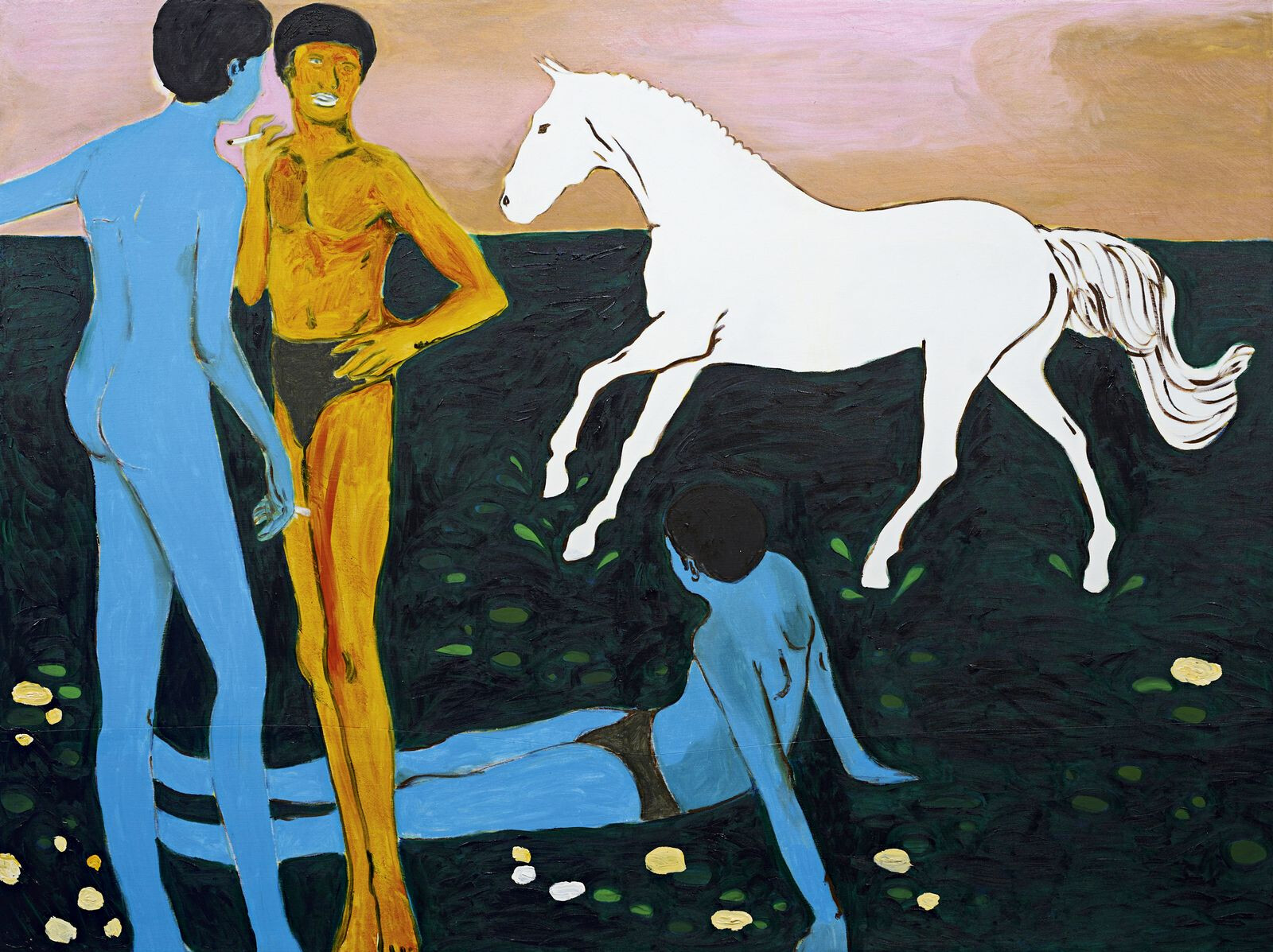 Gideon Appah, The Gathering, 2022, oil and acrylic on canvas, 183 × 224 cm © Gideon Appah. Photo © Nii Odzenma, courtesy the artist and Gallery 1957