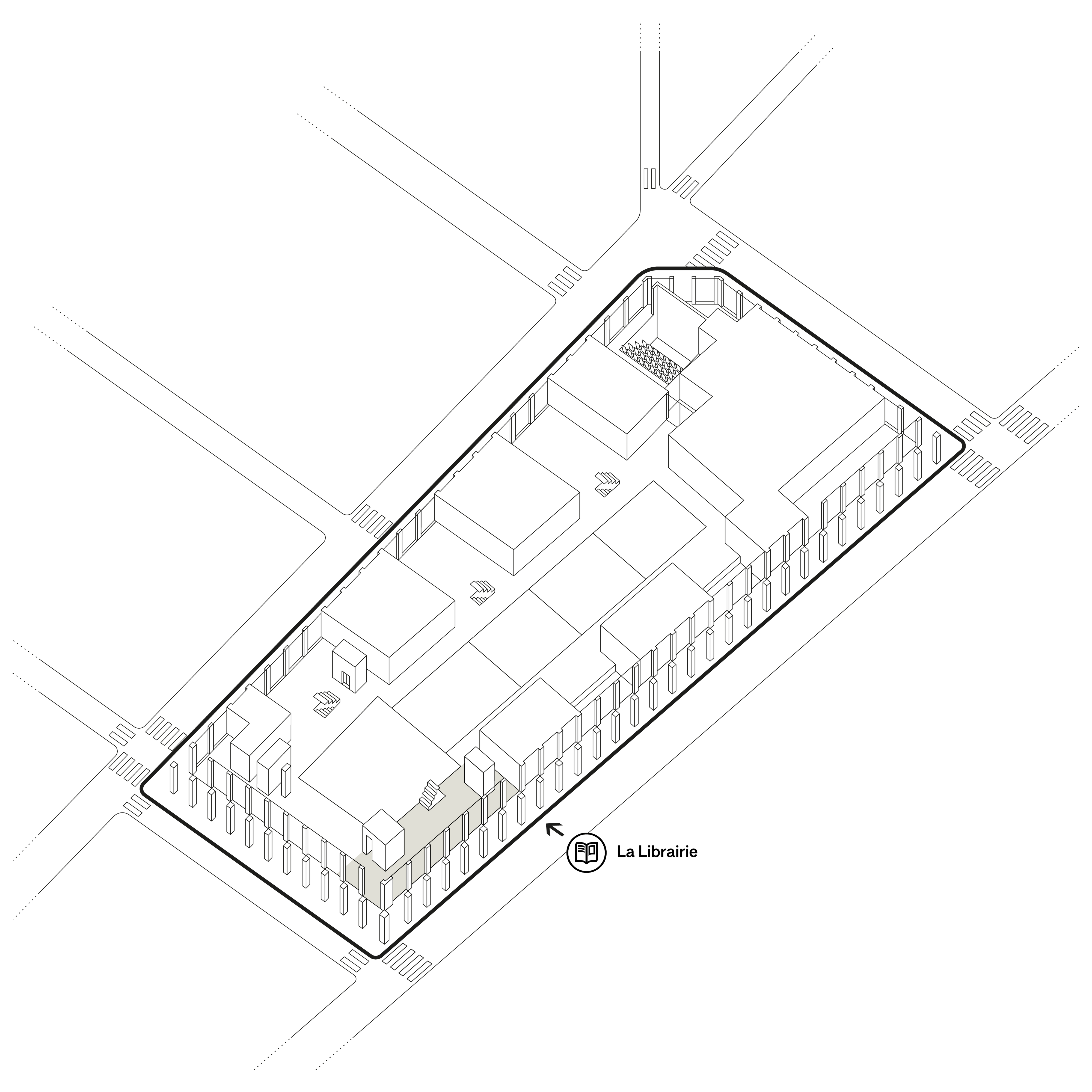 Plan du bâtiment, accès à la librairie Fondation Cartier 2, place du Palais Royal