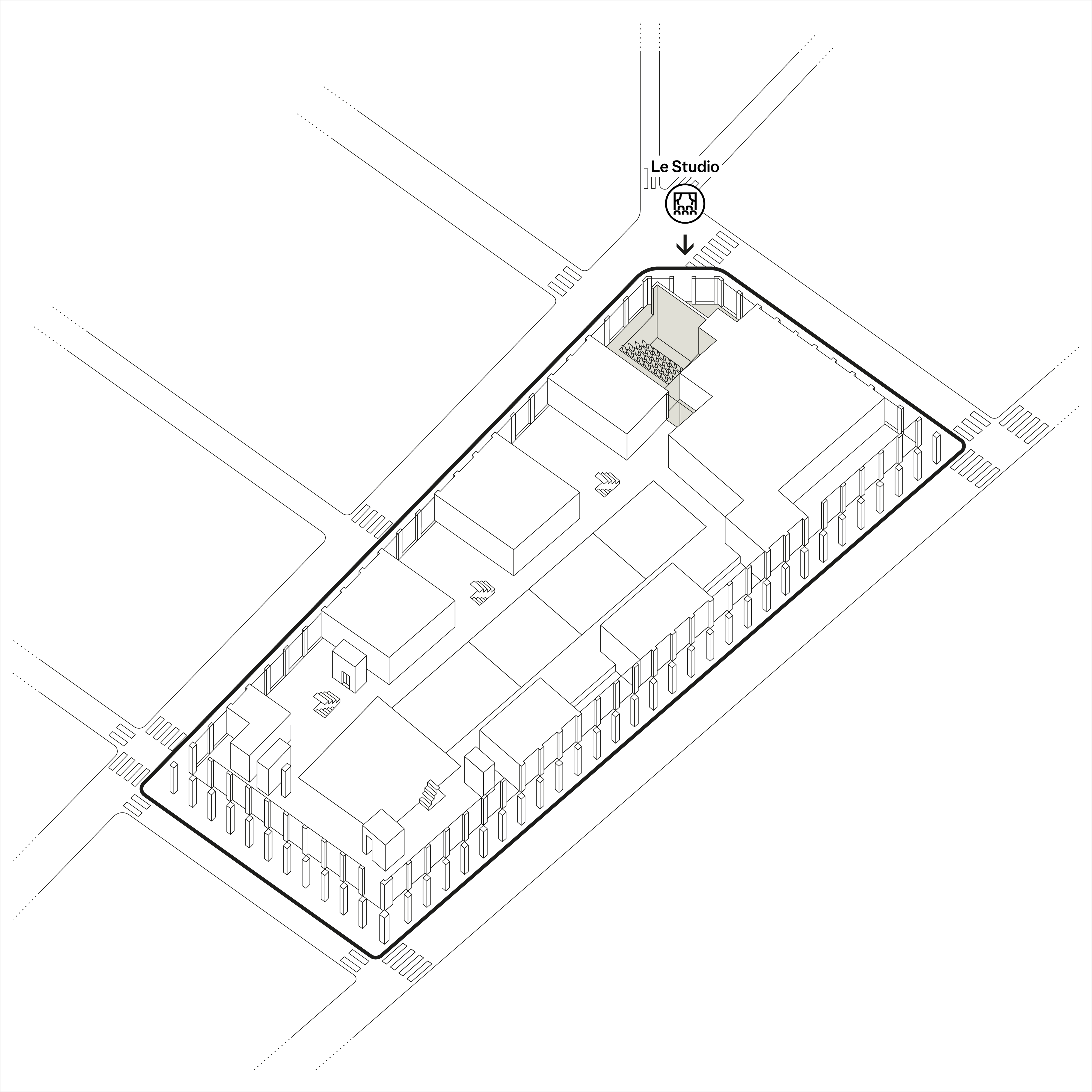 Plan du bâtiment, accès au Studio Marie Claude Beaud Fondation Cartier 2, place du Palais Royal